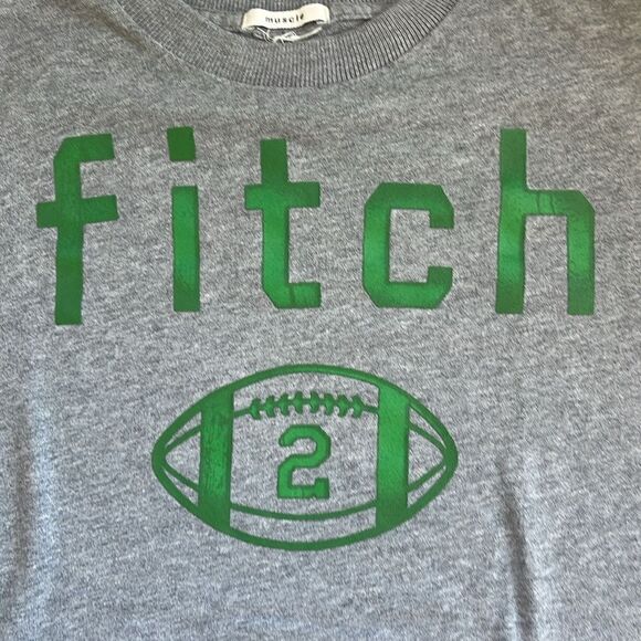 Vintage Abercrombie & Fitch t-shirt, grey with green writing, cotton, boys small - Picture 2 of 3